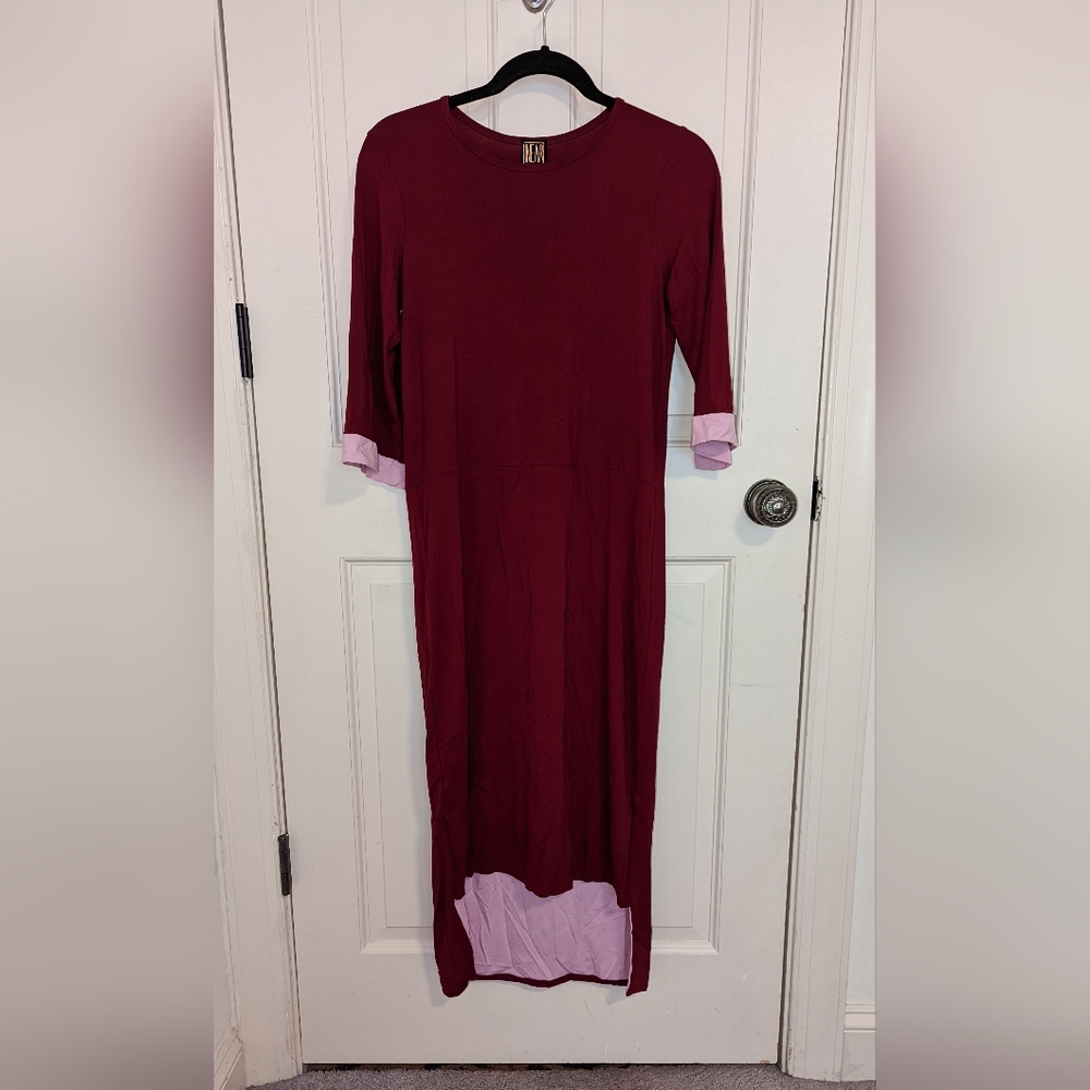 Linear Pink and Burgundy Drop Dress